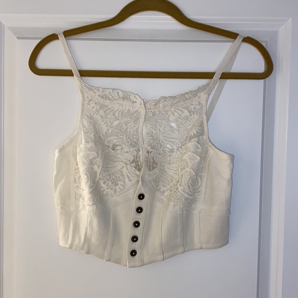 NEW, Free People Have My Heart Lace Cotton Camisole Bralette in White - Picture 4 of 7